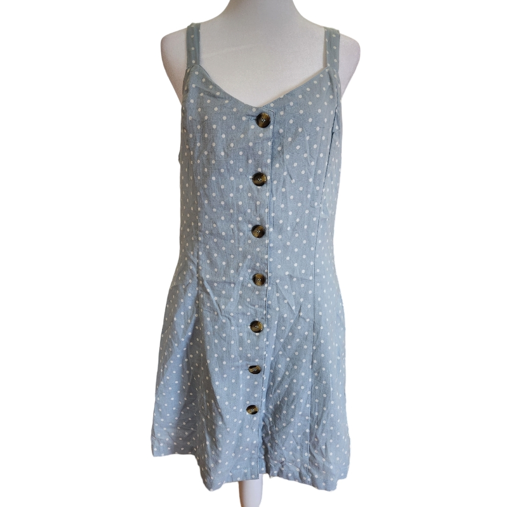 New Large Japna Baby Blue Polka Dot Mini Dress